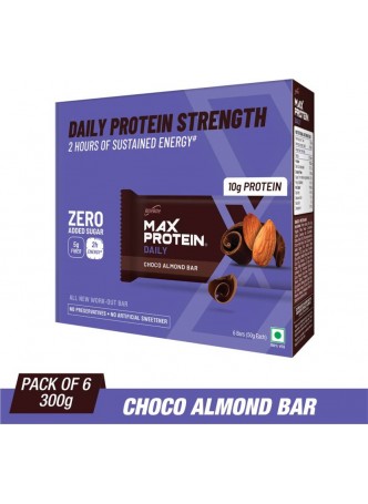 RiteBite Max Protein Work-Out Choco Almond Bars 300g - Pack of 6 (50g x 6) Whey Protein